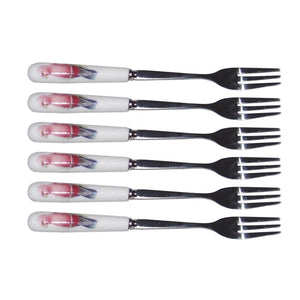 6pc Australian Bird Galah Pink Cockatoo Forks Dessert Forks Cutlery Xmas Gift