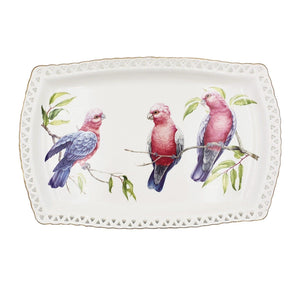 Australian Bird Galah Pink Cockatoo Servicing Plate Fine Bone China 36 x 21cm