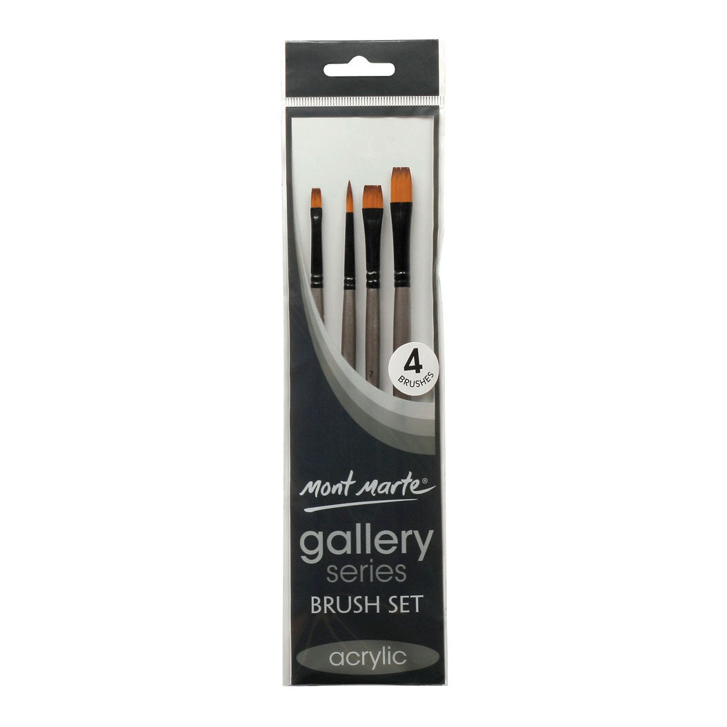 4pc Mont Marte Acrylic Paint Brushes Art Artist Painting Brush Set Taklon