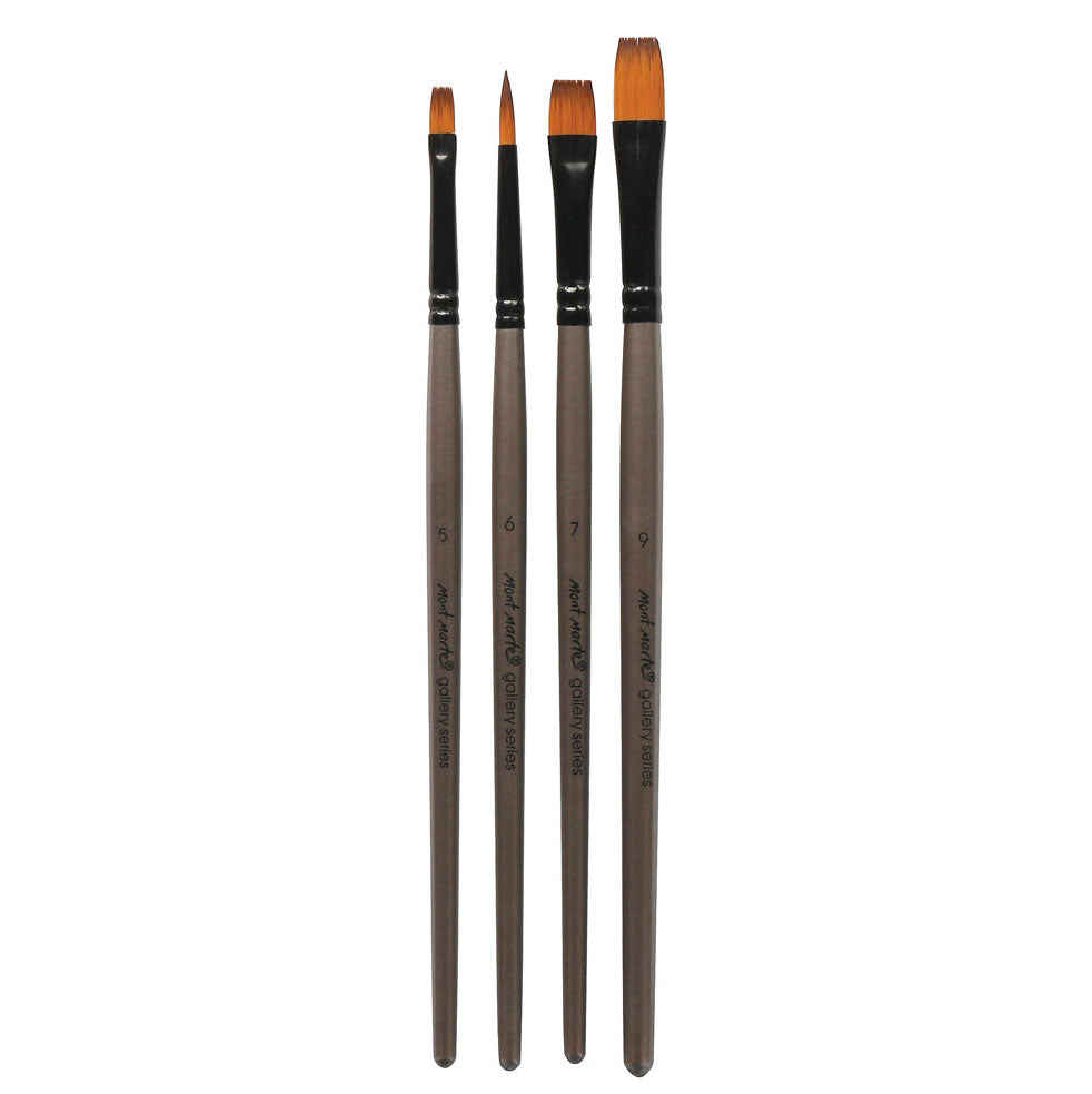 4pc Mont Marte Acrylic Paint Brushes Art Artist Painting Brush Set Taklon