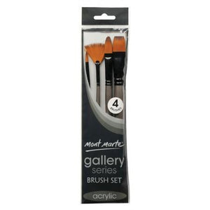 4pc Mont Marte Acrylic Paint Brushes Art Artist Painting Brush Set Taklon