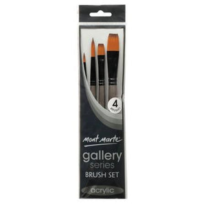 4pc Mont Marte Acrylic Paint Brushes Art Artist Painting Brush Set Taklon