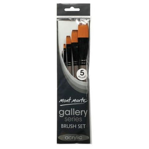 5pc Mont Marte Acrylic Paint Brushes Art Artist Painting Brush Set Taklon