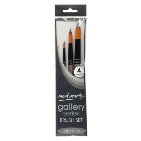 4pc Mont Marte Acrylic Paint Brushes Art Artist Painting Brush Set Taklon