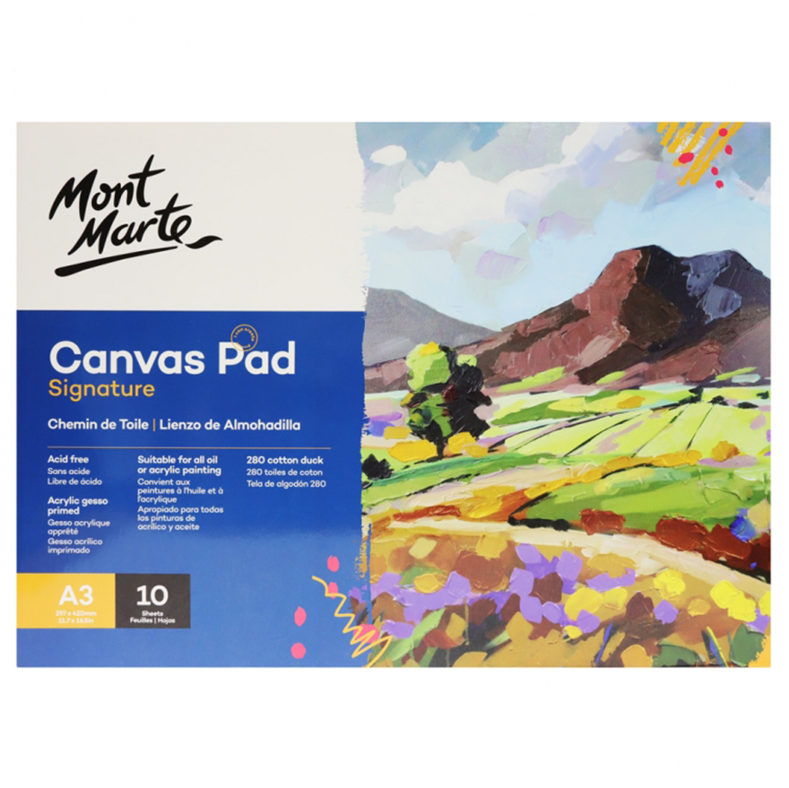 Canvas Pad A3 White 10 Sheets Mont Marte Paper Atrist Painting Art Supply