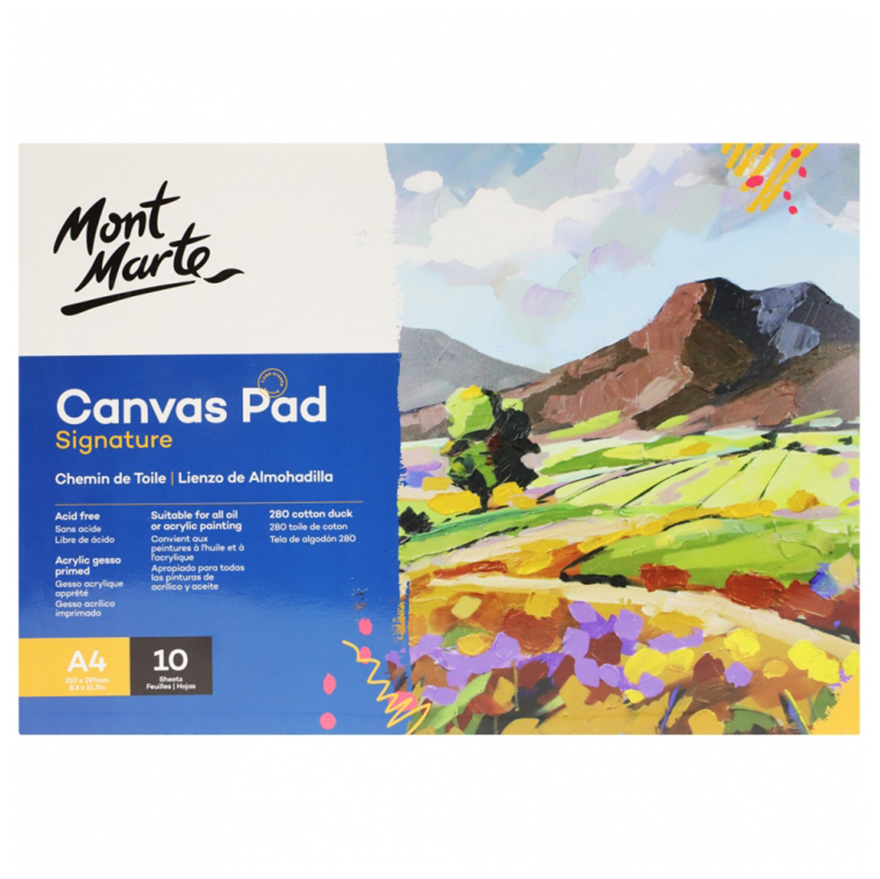 Canvas Pad A4 White 10 Sheets Mont Marte Paper Atrist Painting Art Supply