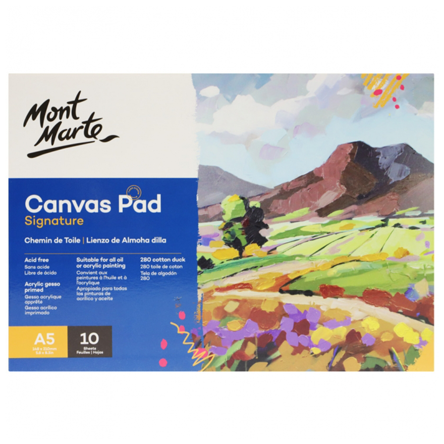 Canvas Pad A5 White 10 Sheets Mont Marte Paper Atrist Painting Art Supply