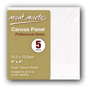 Pk of 5 Mini Blank Panels 4"x 4" 10cm X 10cm Artist Canvas Panel Board Art