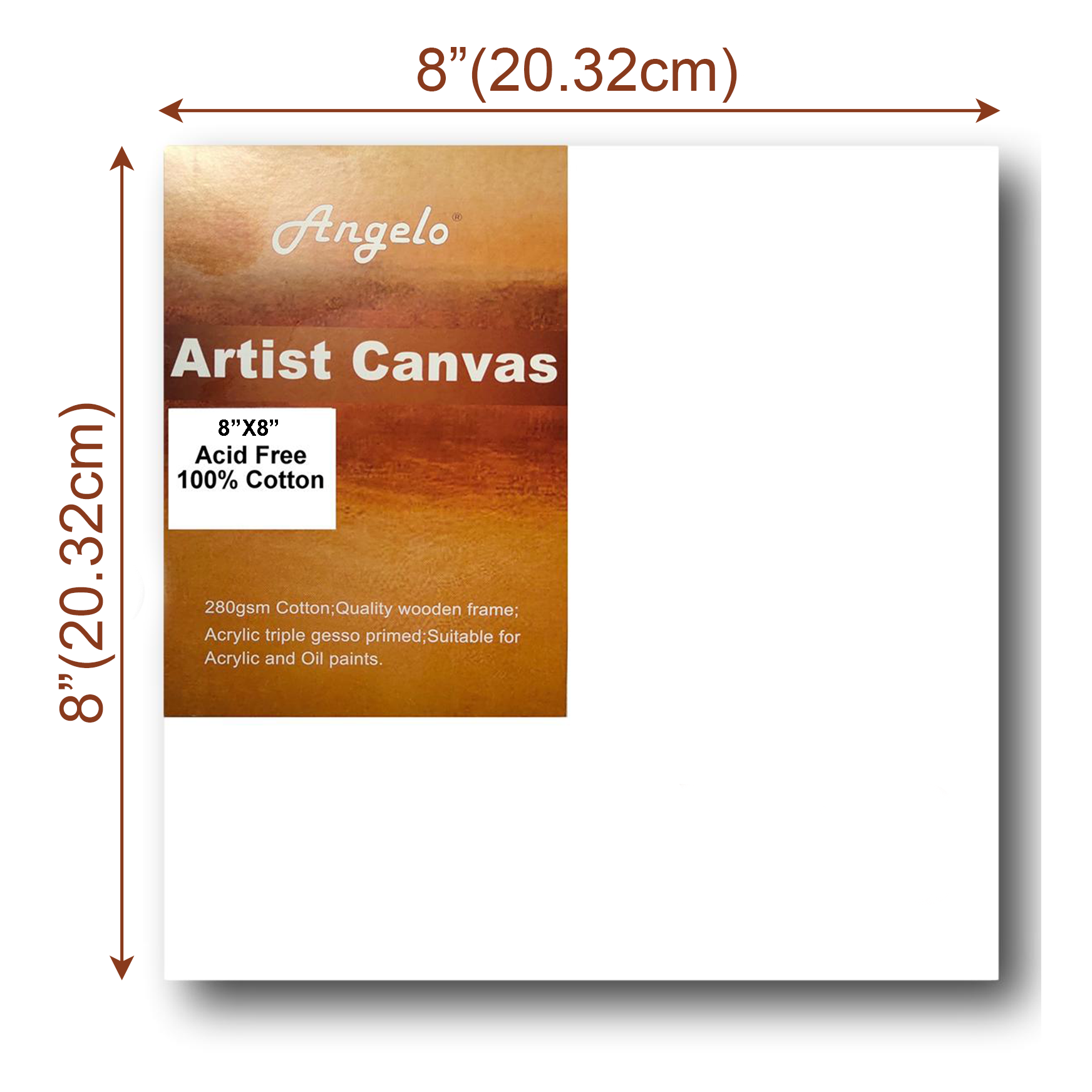 Artist Painting Canvas Stretched Blank Canvas 8"X8" 20cm x 20cm 280 gsm Art Craft