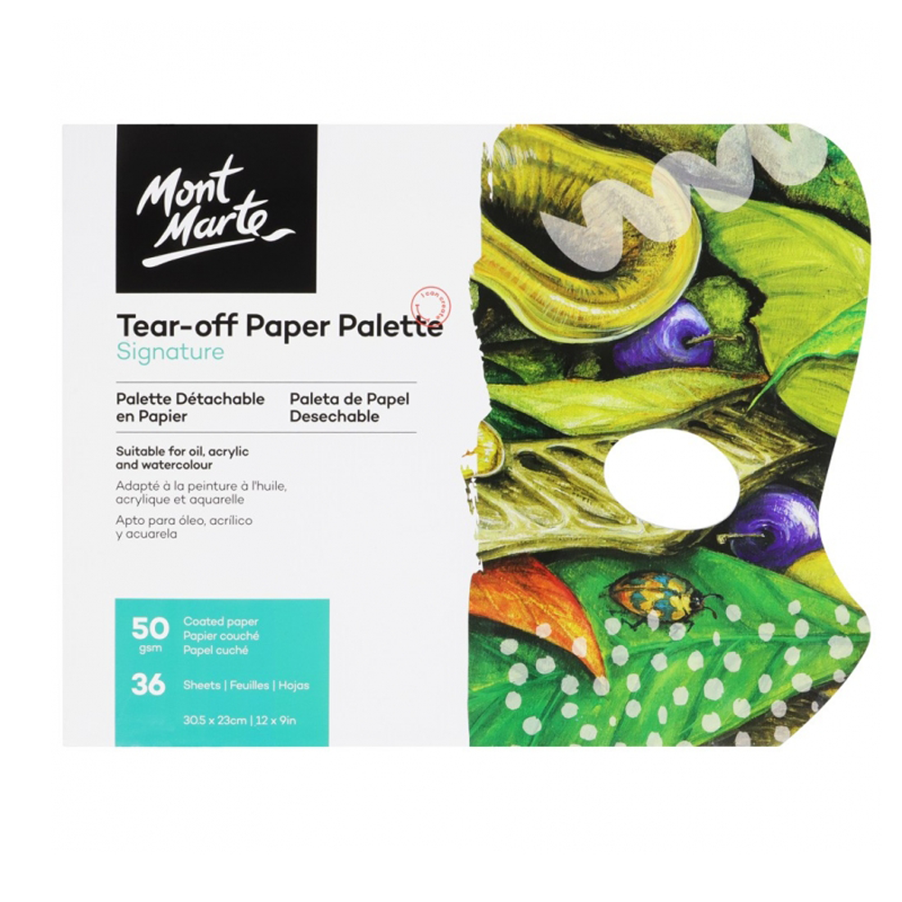 Mont Marte Tear Off Paper Palette Wax Coated Paper Oil Arcylic Art 36 Sheets