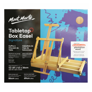 Mont Marte Desk Easel w Box Beech Tabletop Box Easel Artist Art Supply