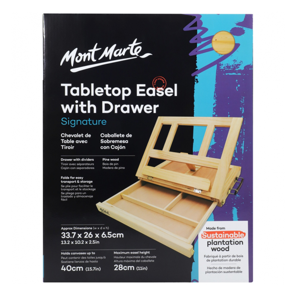 Mont Marte Table Easel w Drawer Pine Wood Artist Easel Art Supply