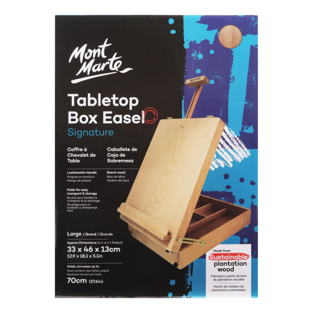 Mont Marte Desk Easel Large Tabletop Box Style Beech Wood Arts supply