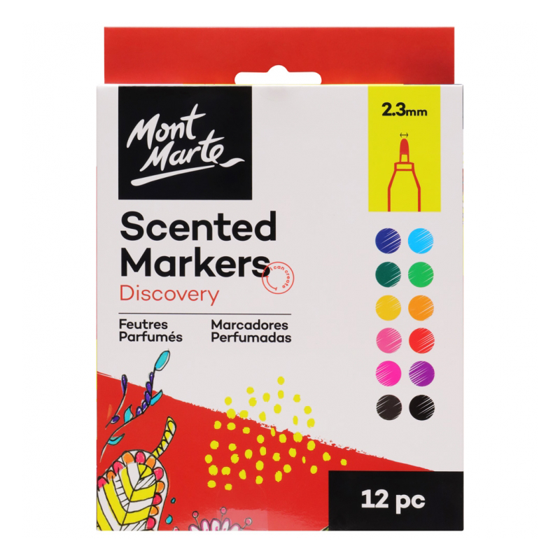 Scented Marker Markes 12 Pce Pen Fine Tip Drawing Colouring Mont Marte Craft Art