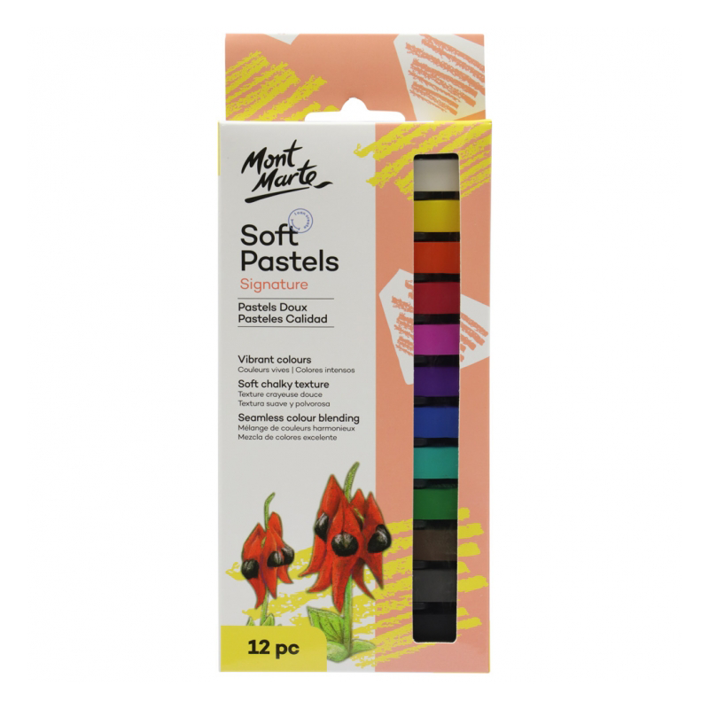 Mont Marte Soft Pastel Signature Pastels Chalky Texture 12 Vibrant Colours