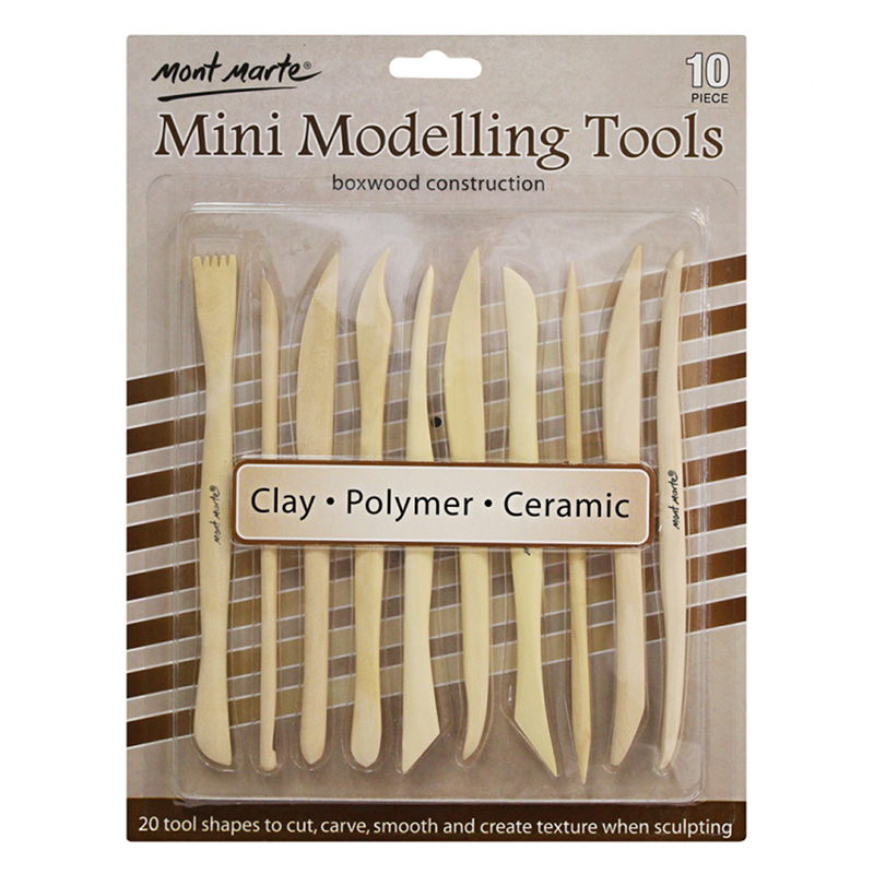 10pc Mont Marte Mini Modelling Tools Boxwood Construction Artist Art Craft Supply