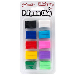 Polymer Clay 10pce Mont Marte Make n Bake Set Assorted Colours Art Craft