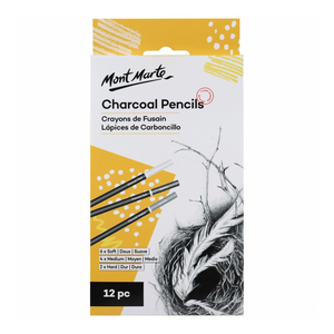 12PC Charcoal Pencils Drawing Sketching Mont Marte Artist Art Craft Supply