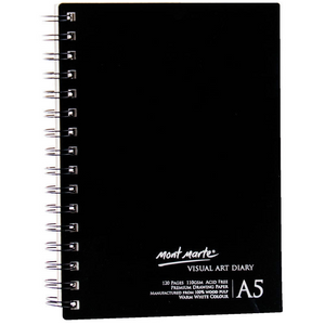 Mont Marte Visual Diary Book A5 120 page Sketch Drawing Pad Art White Paper