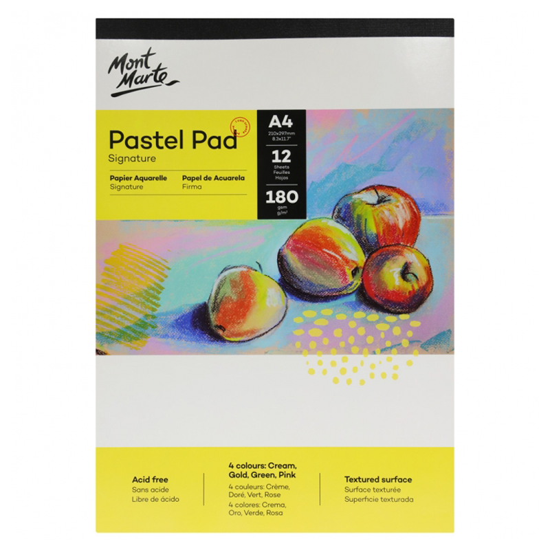 Mont Marte Pastel Pad A4 Sketching Drawing Paper Pad 4 Colours Art Supply