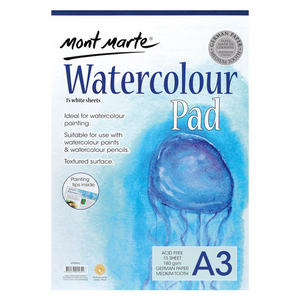 Mont Marte A3 Watercolour Pad 15 Sheets German Paper 180 gsm Art Craft Aritist