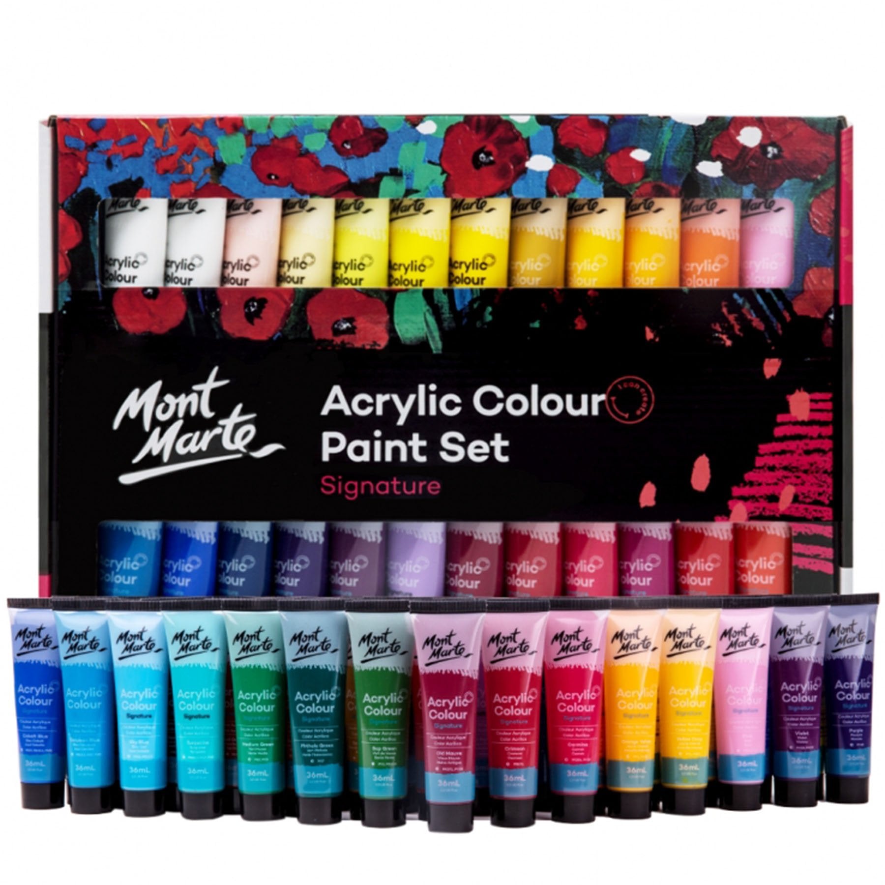 Acrylic Paint Set 48 x 36ml Mont Marte Signature ACRYLIC Artist Painting Bright