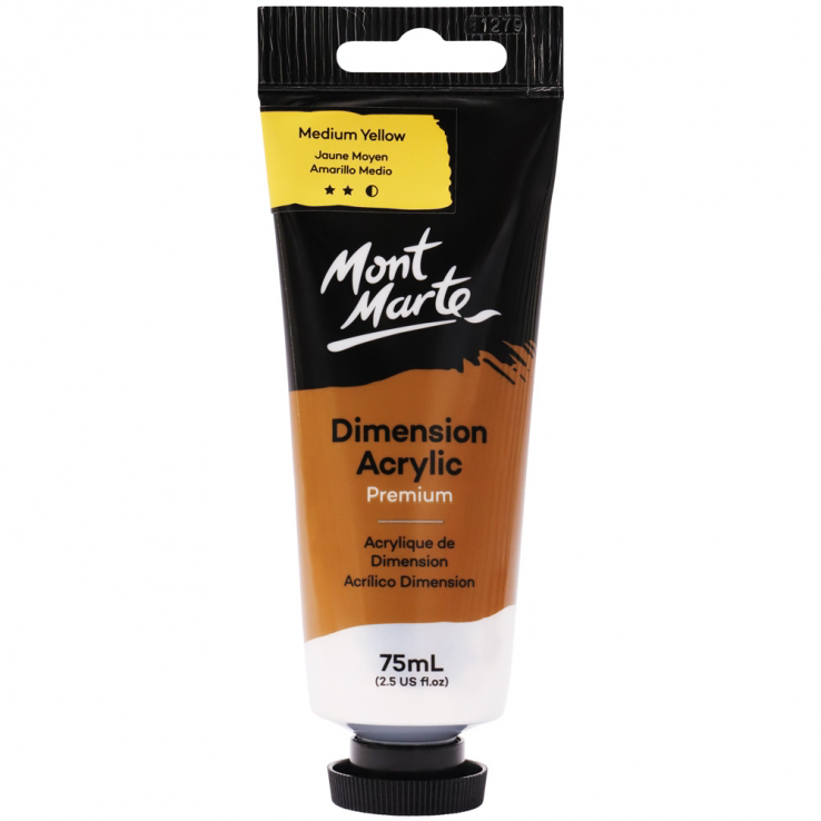 Mont Marte Premium Dimension Acrylic Paint 75ml - Medium Yellow