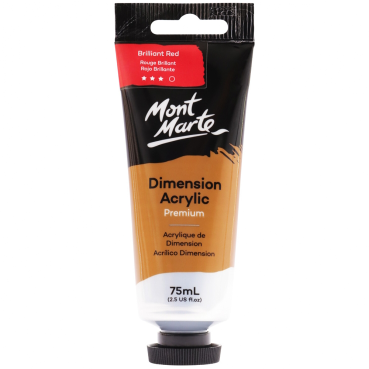 Mont Marte Premium Dimension Acrylic Paint 75ml - Brilliant Red