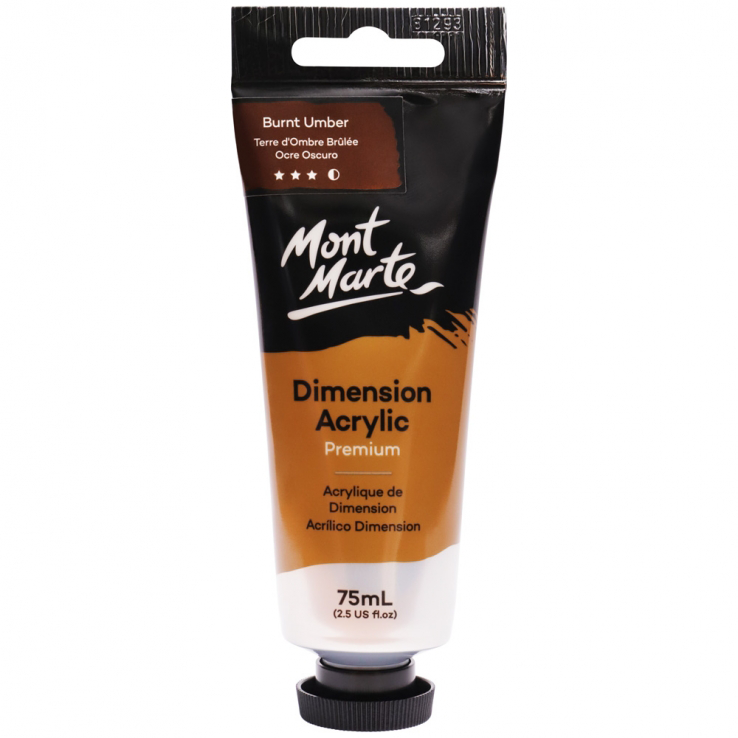 Mont Marte Premium Dimension Acrylic Paint 75ml - Burnt Umber