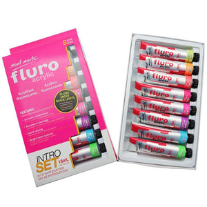 Fluro Acrylic Paint Set neon colour 8 Colours 8 x 18ml Mont Marte Introduction