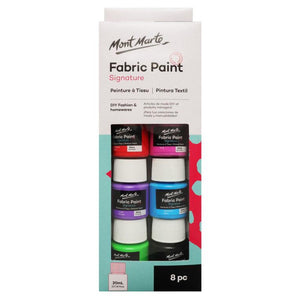 Fabric paint set 8 x 20ml Mont Marte Textile Frabic Dye Basic Colours Art Craft