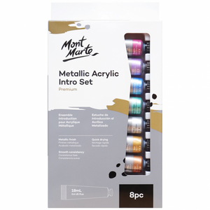 Metallic Acrylic Paint Intro Set 8 x 18ml Mont Marte Craft Art Supply Artist