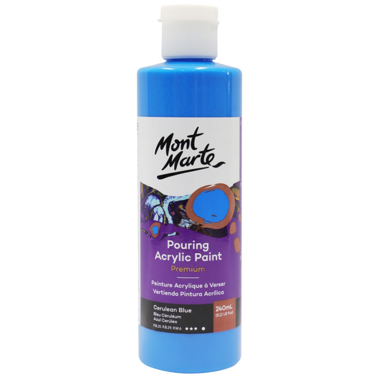 Mont Marte Pouring Acrylic Paint 240ml - Cerulean Blue