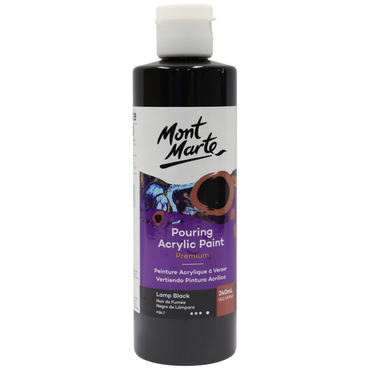 Mont Marte Pouring Acrylic Paint 240ml - Lamp Black