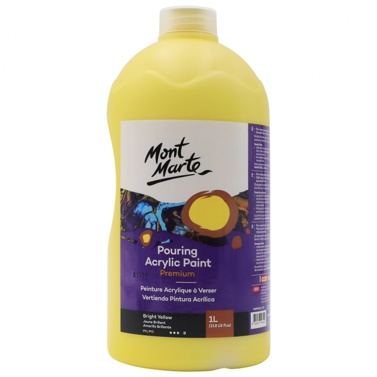 Mont Marte Pouring Acrylic Paint 1L - Bright Yellow