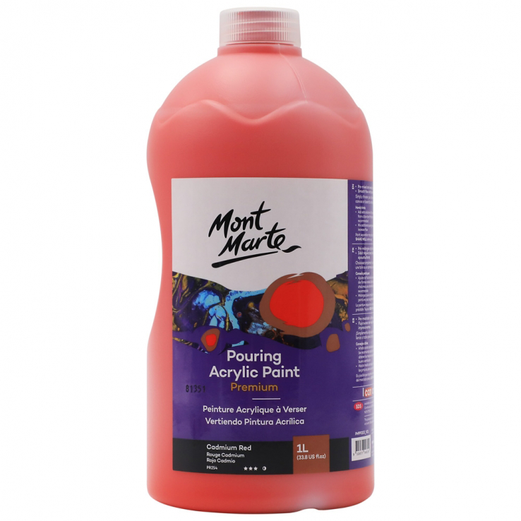 Mont Marte Pouring Acrylic Paint 1L - Cadmium Red