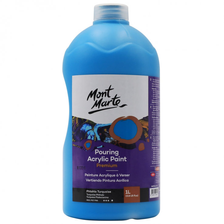 Mont Marte Pouring Acrylic Paint 1L - Phthalo Turquoise