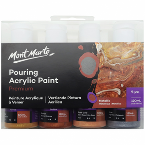 Pouring Paint Kit Mont Marte Premium Acrylic Paint Set 4x120ml Metallic