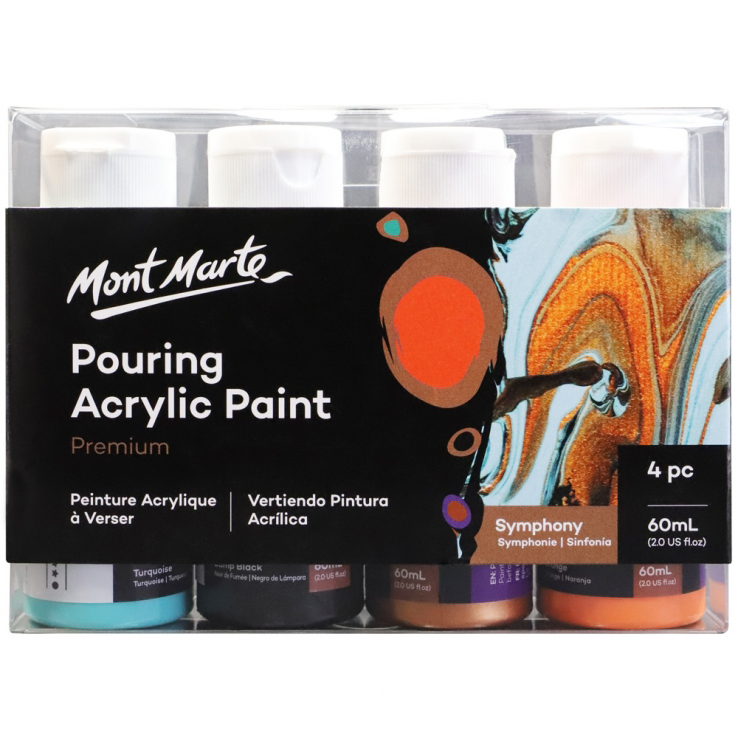 Mont Marte Pouring Acrylic Paint Premium Acrylic Paint 60ml 4pc - Symphony