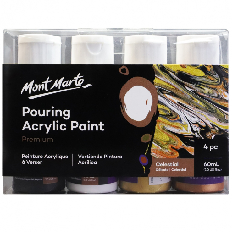 Mont Marte Pouring Acrylic Paint Premium Acrylic Paint 60ml 4pc - Celestial