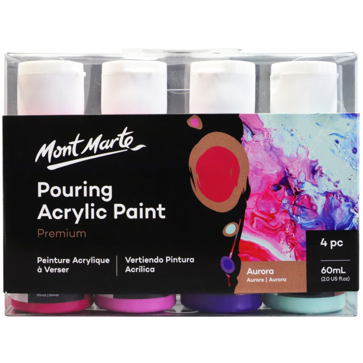 Mont Marte Pouring Acrylic Paint Premium Acrylic Paint 60ml 4pc - Aurora