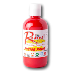 Radical Poster Paint 250ml Cool Red Student Craft Paint Made in Australia