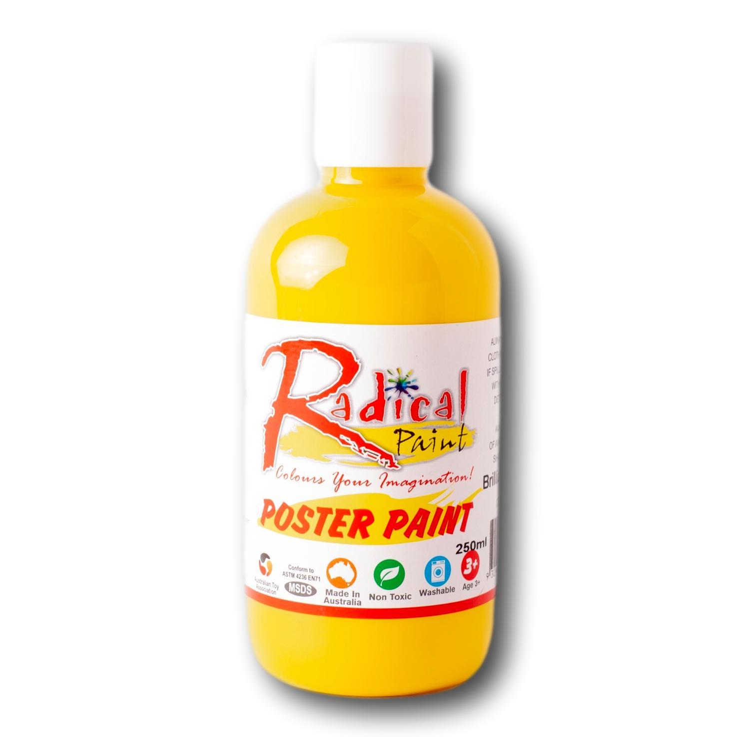 Radical Poster Paint 250ml Brilliant Yellow  Student Craft Paint Made in Australia