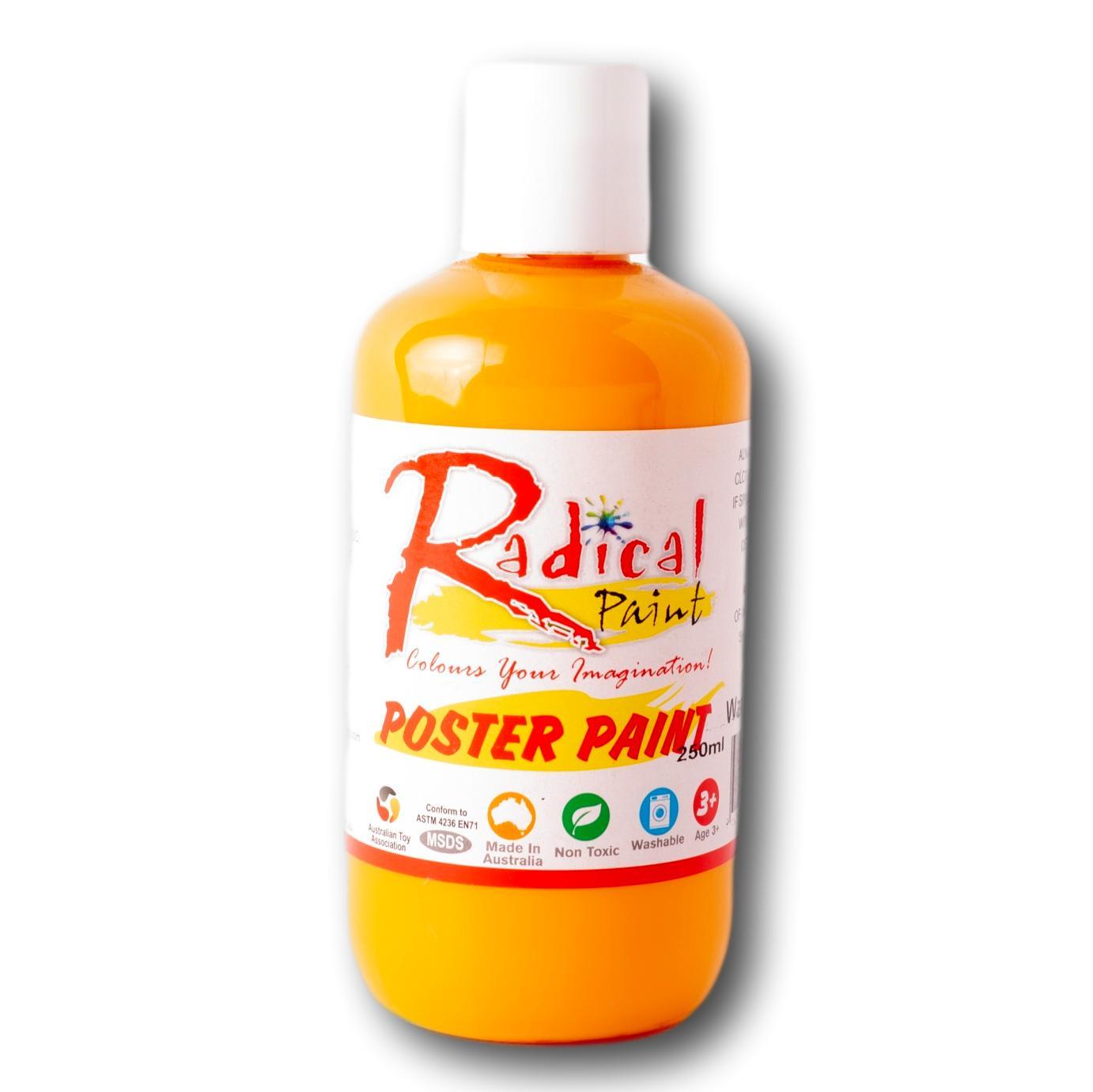 Radical Poster Paint 250ml Warm Yellow Student Craft Paint Made in Australia