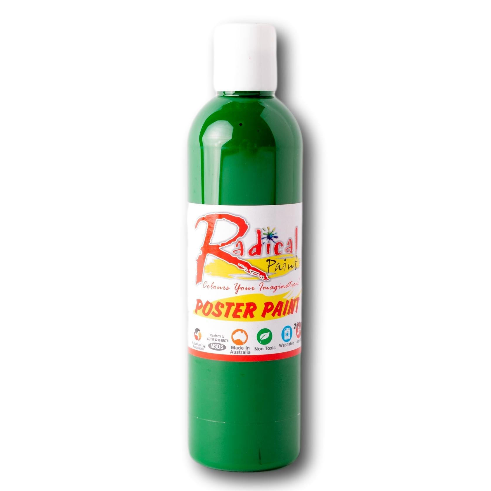 Radical Poster Paint 250ml Brilliant Green Student Craft Paint Made in Australia