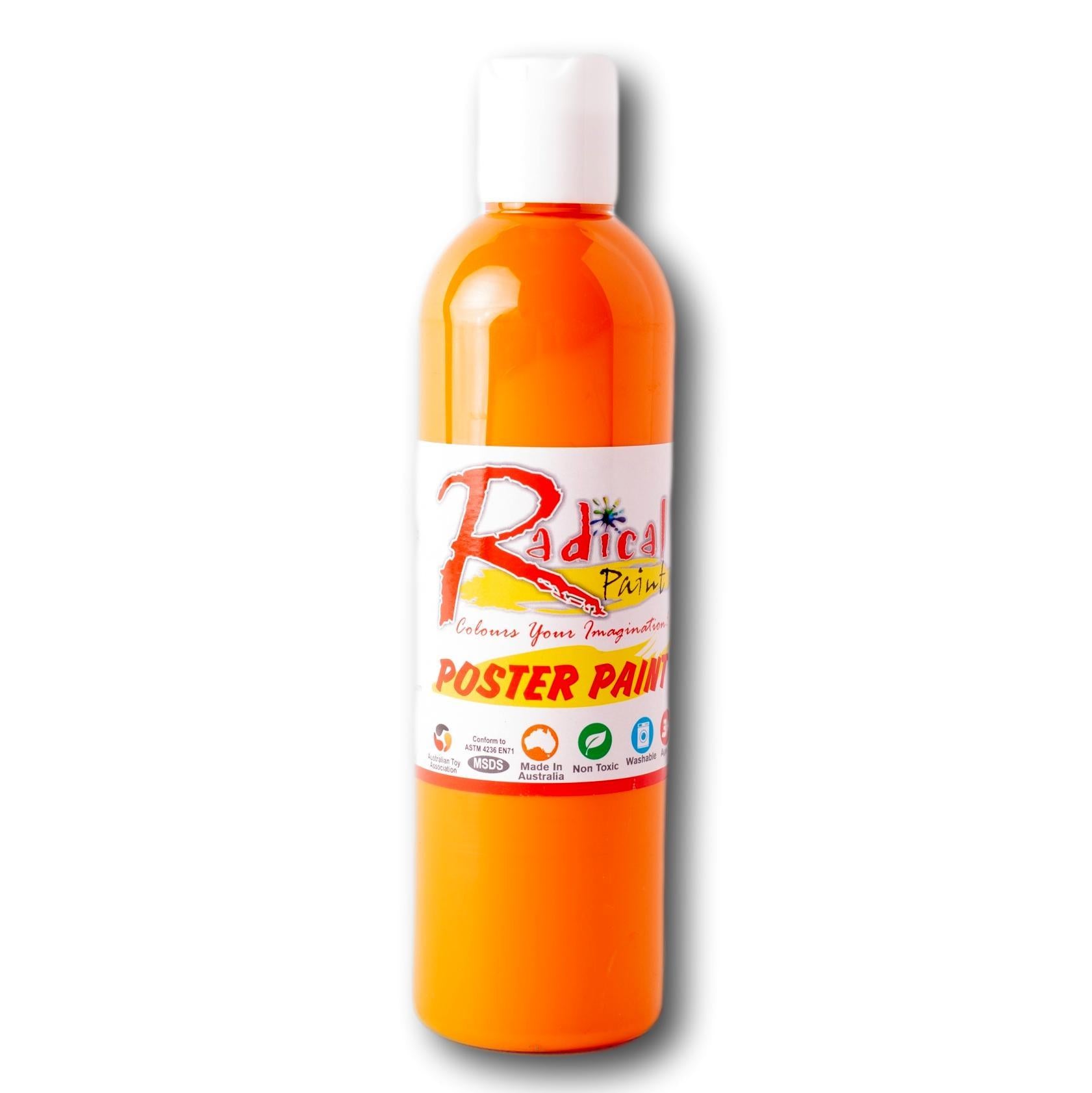 Radical Poster Paint 250ml Orange Student Craft Paint Made in Australia