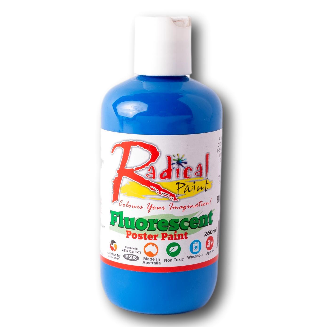 Radical Poster Paint 250ml Blue Fluoro Student Craft Paint Made in Australia