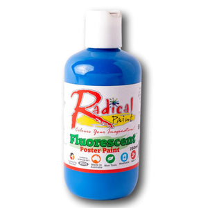 Radical Poster Paint 250ml Blue Fluoro Student Craft Paint Made in Australia