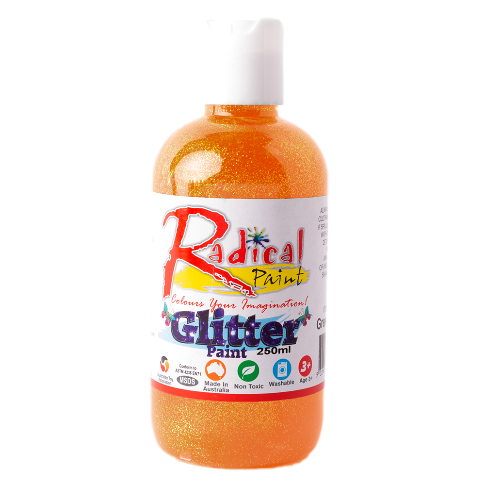 Radical Paint Glitter Paint washable Poster Student Art Craft Paint Orange 250ml