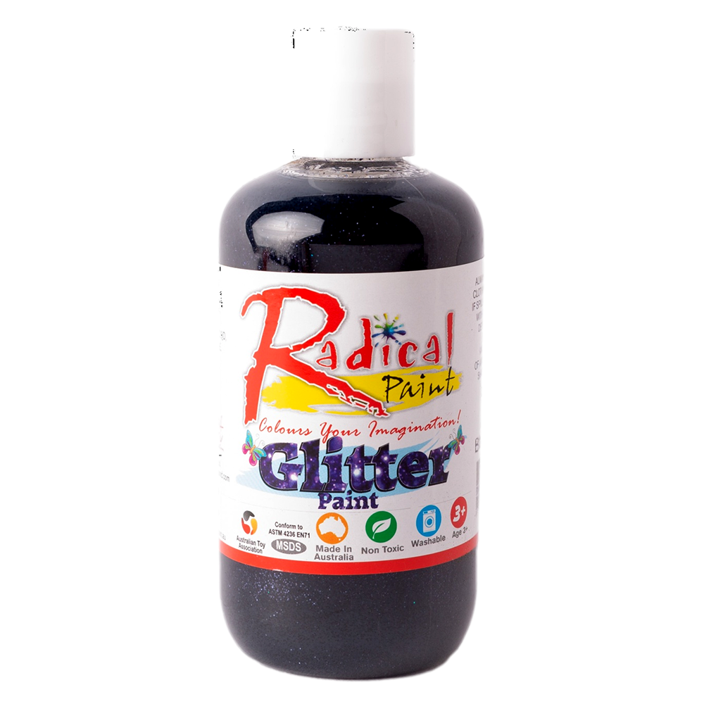 Radical Paint Glitter Paint washable Poster Student Art Craft Paint Black 250ml